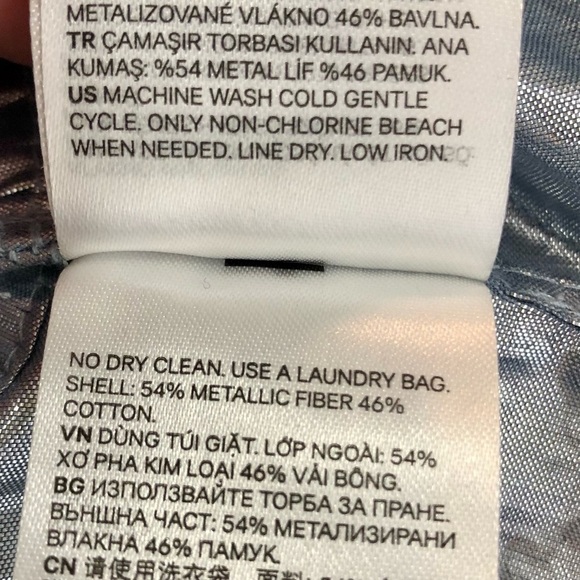 Justine Skye x H&M collab shirt metallic silver long sleeve crop button down L - Picture 9 of 11